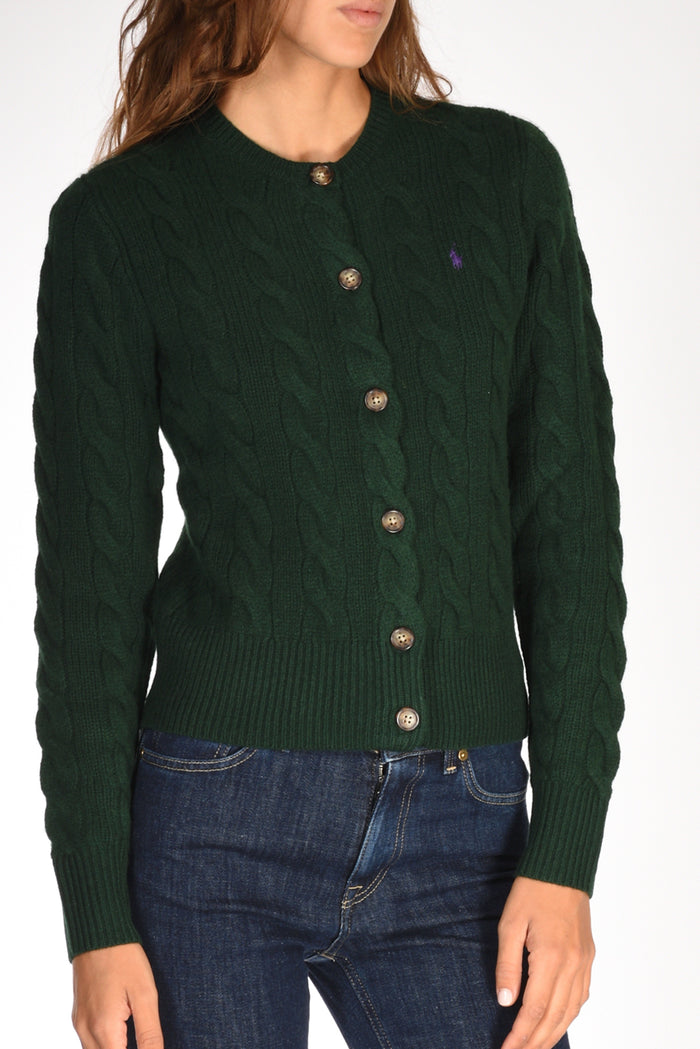 Polo Ralph Lauren Cardigan Treccia Verde Donna - 3