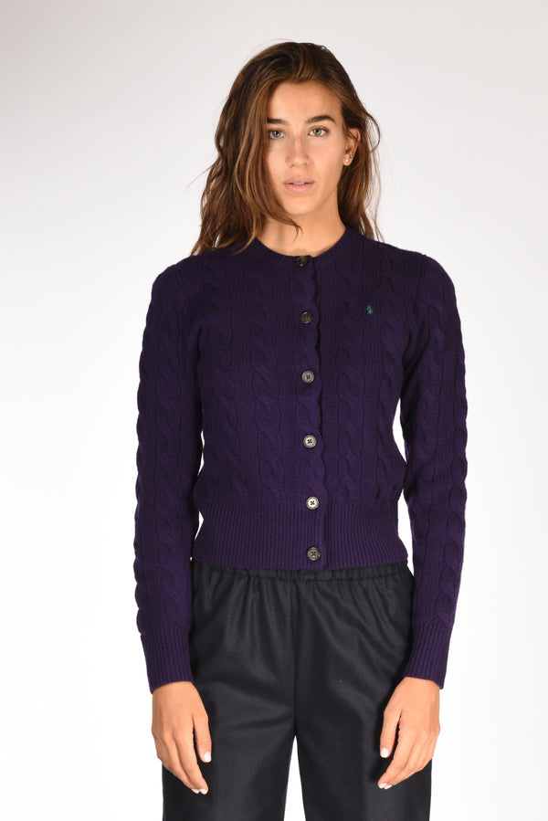 Polo Ralph Lauren Cardigan Treccia Viola Donna-2