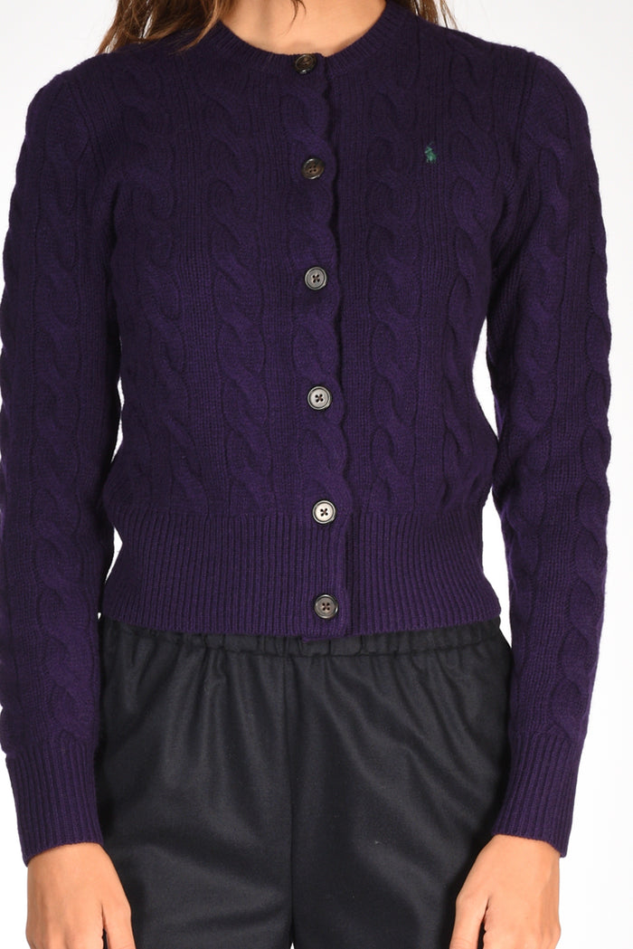 Polo Ralph Lauren Cardigan Treccia Viola Donna - 3