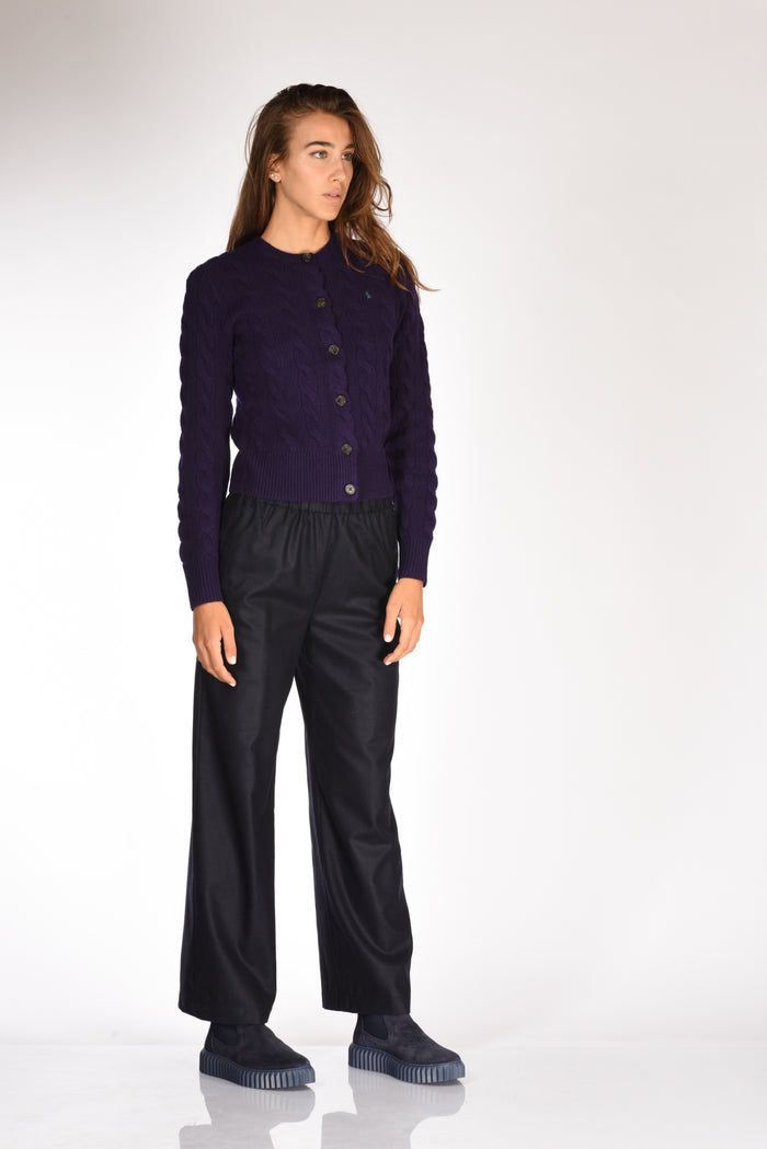 Polo Ralph Lauren Cardigan Treccia Viola Donna - 4