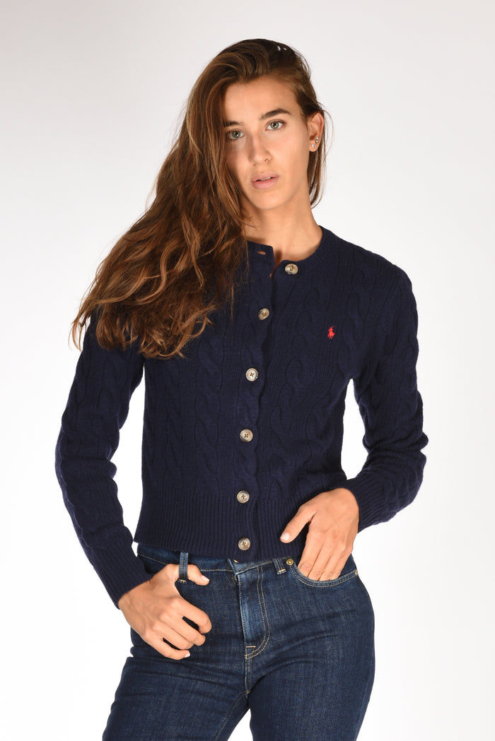 Polo Ralph Lauren Cardigan Treccia Blu Donna - 1