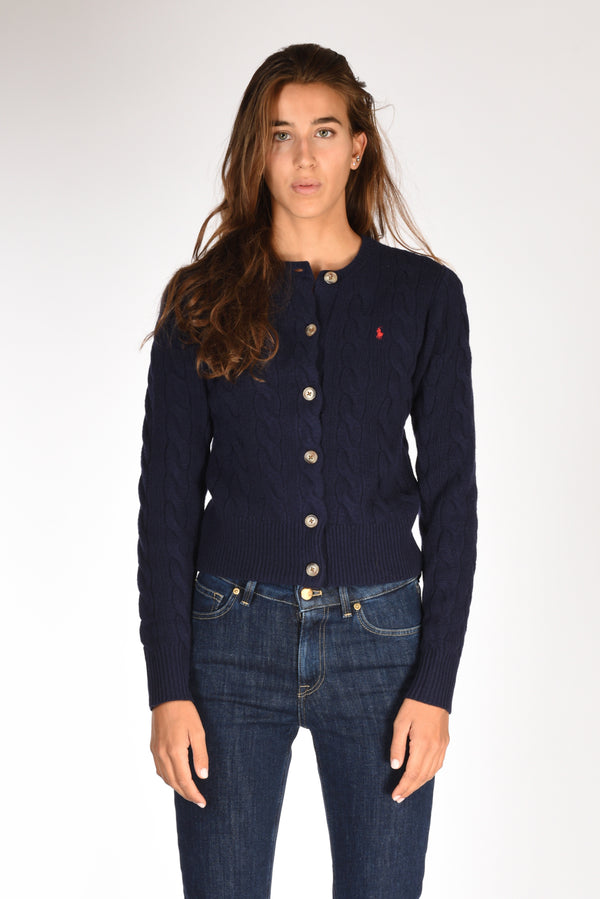 Polo Ralph Lauren Cardigan Treccia Blu Donna-2