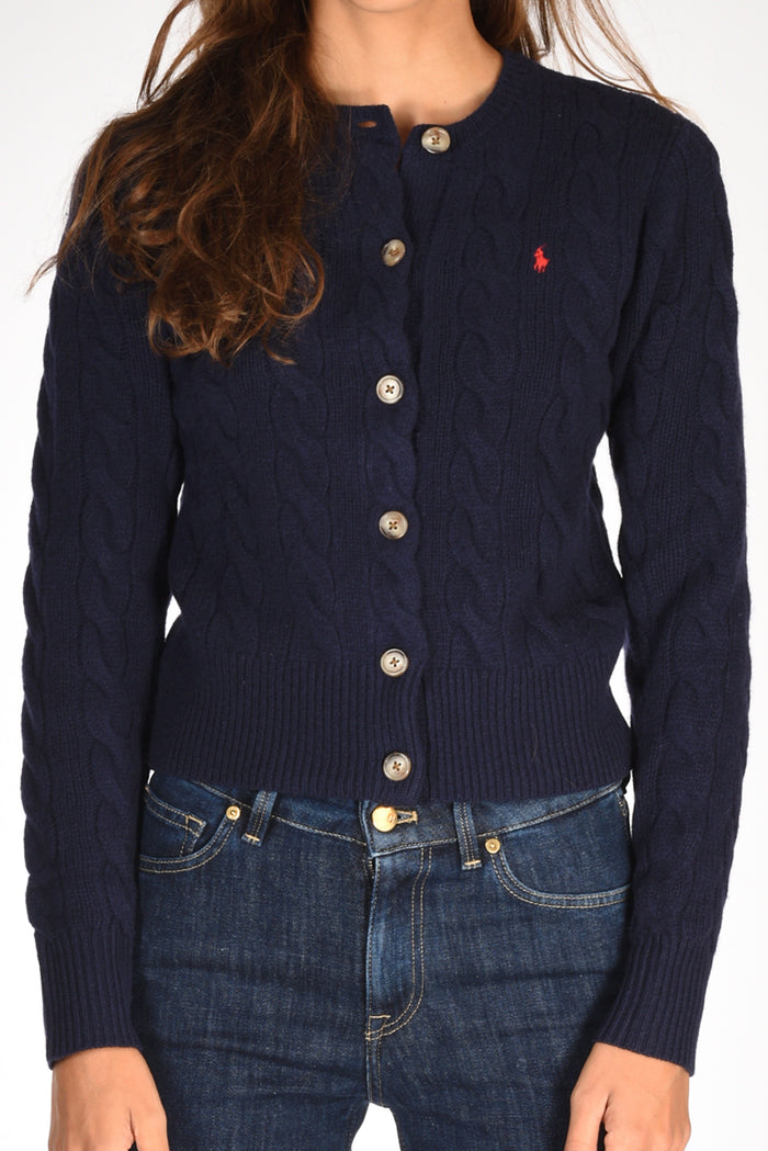 Polo Ralph Lauren Cardigan Treccia Blu Donna - 3