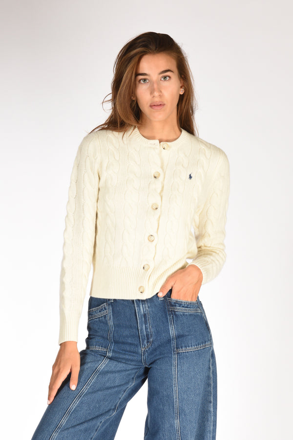 Polo Ralph Lauren Cardigan Treccia Bianco Donna