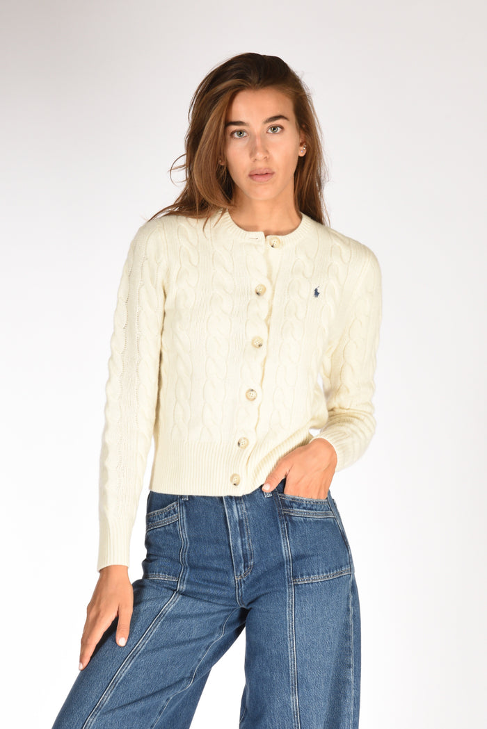 Polo Ralph Lauren Cardigan Treccia Bianco Donna - 1