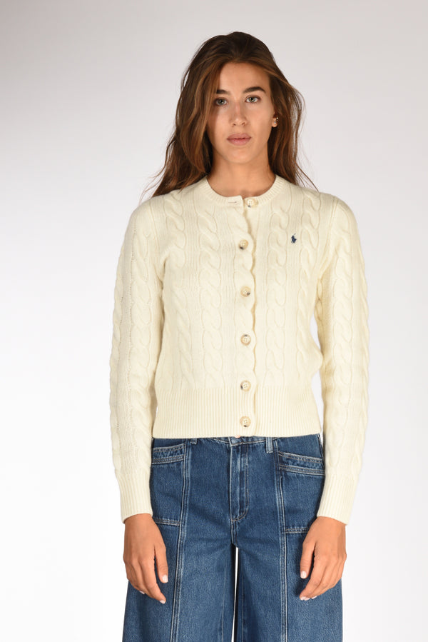 Polo Ralph Lauren Cardigan Treccia Bianco Donna-2