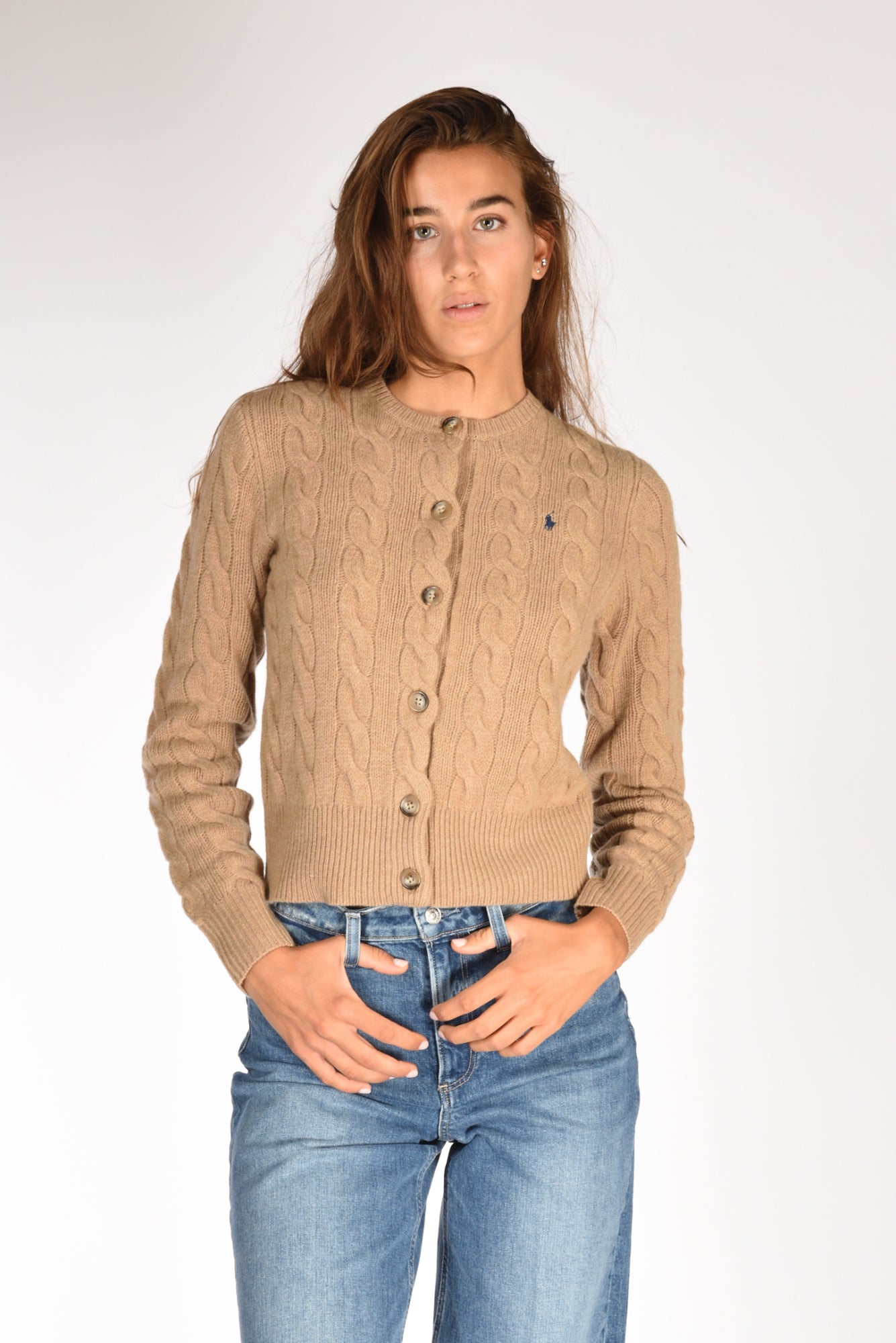 Polo Ralph Lauren Cardigan Treccia Beige Donna