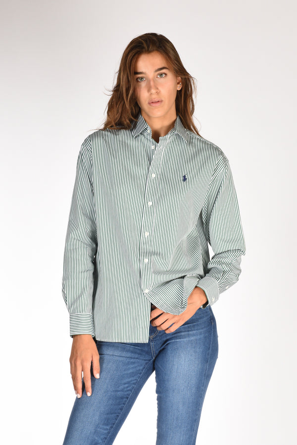 Polo Ralph Lauren Camicia Rigata Verde/bianco Donna