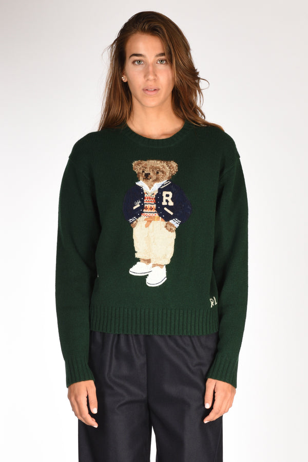 Polo Ralph Lauren Maglia Bear Verde Donna-2