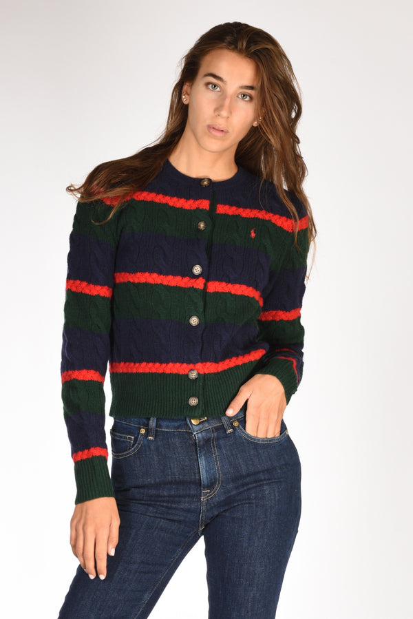 Polo Ralph Lauren Cardigan Treccia Verde/multicolor Donna