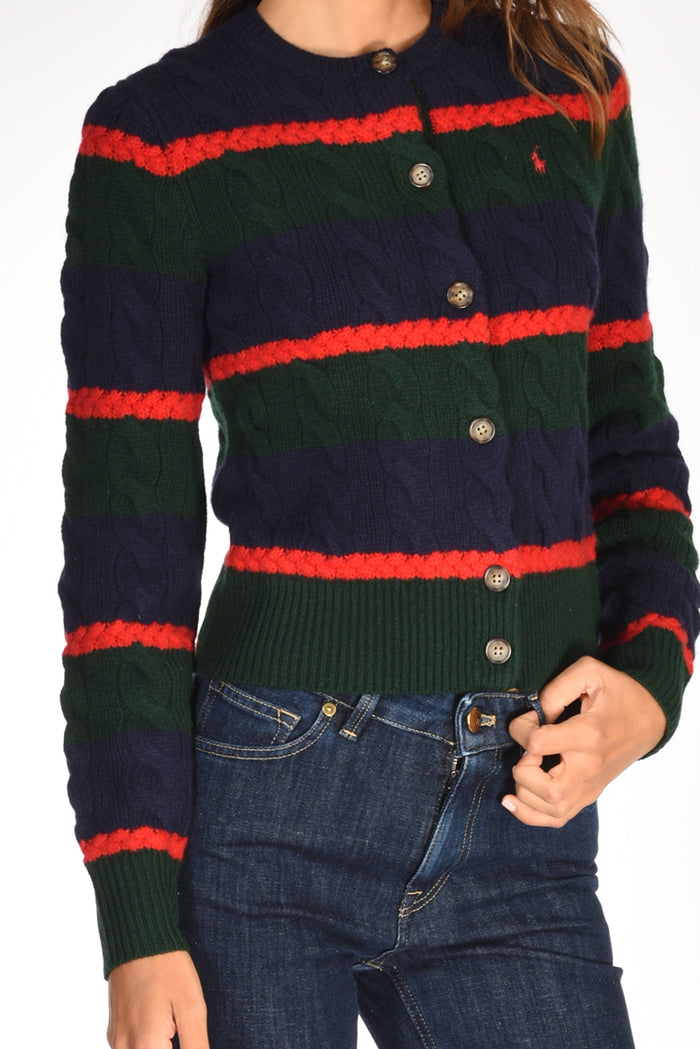 Polo Ralph Lauren Cardigan Treccia Verde/multicolor Donna - 3