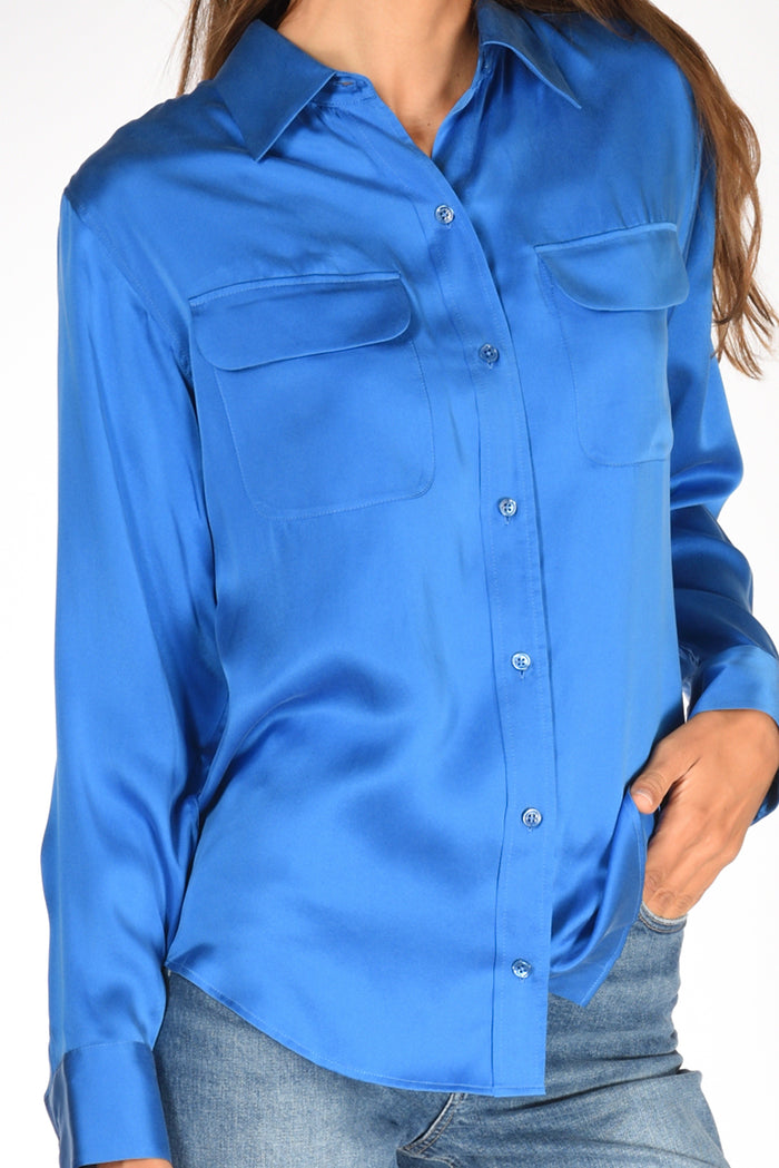 Equipment Femme Camicia Tasche Blu Chiaro Donna - 4