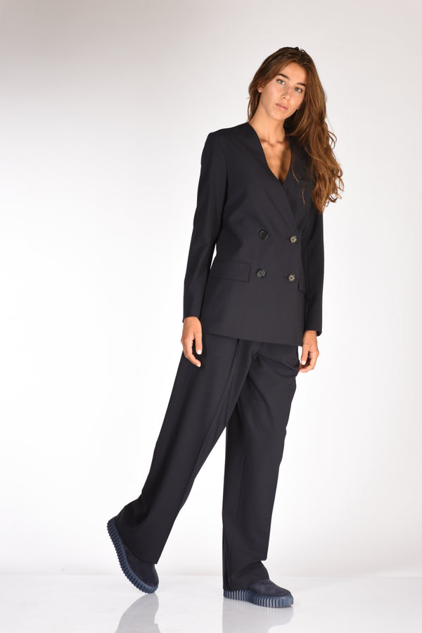 Aspesi Pantalone Pinces Blu Donna-2