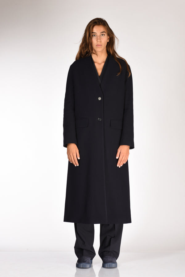 Aspesi Cappotto Scollo V Blu Donna-2