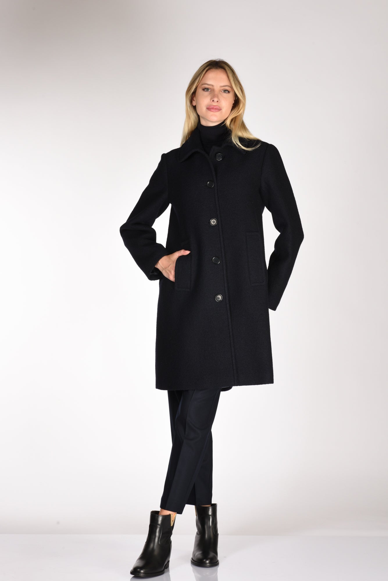 Aspesi Cappotto Monopetto Blu Donna