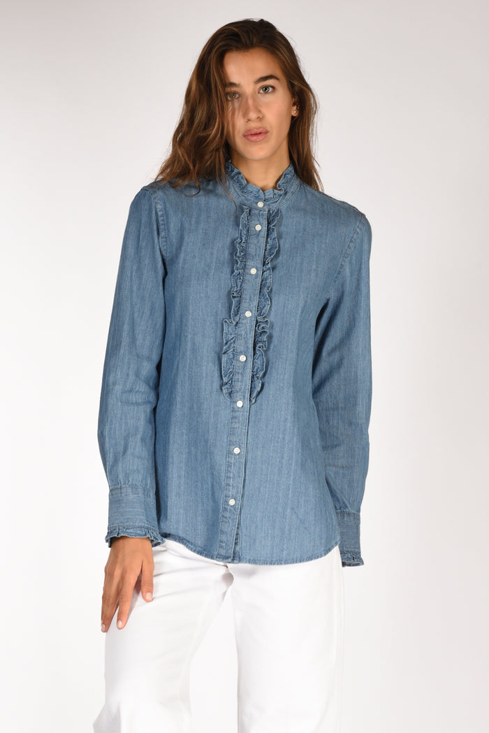 Aspesi Camicia Rouches Blu Jeans Donna - 1