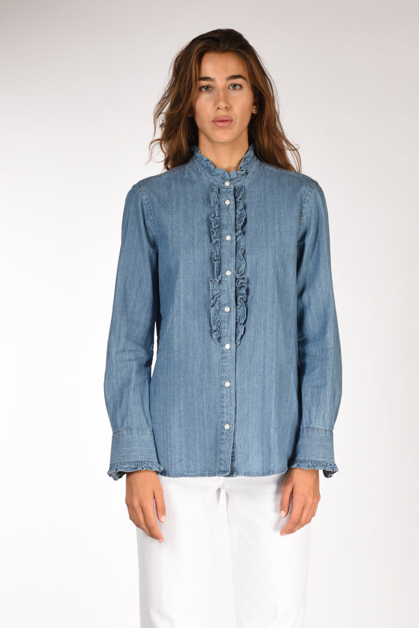 Aspesi Camicia Rouches Blu Jeans Donna-2