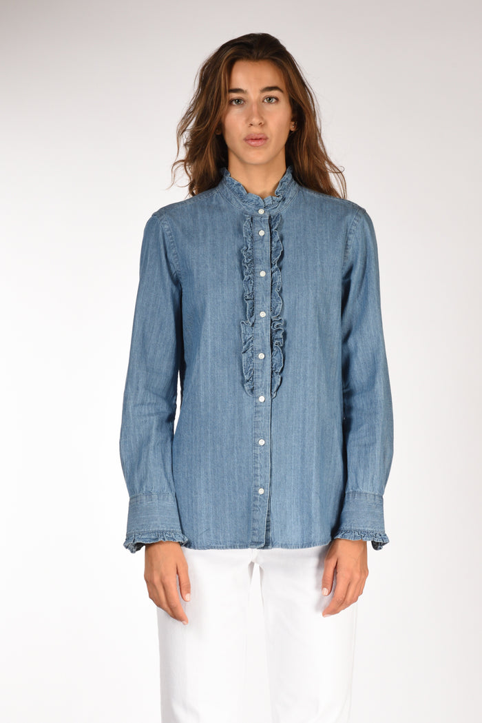 Aspesi Camicia Rouches Blu Jeans Donna - 2