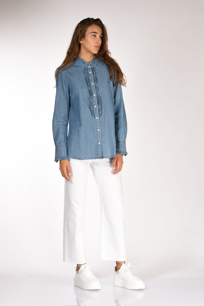 Aspesi Camicia Rouches Blu Jeans Donna - 4