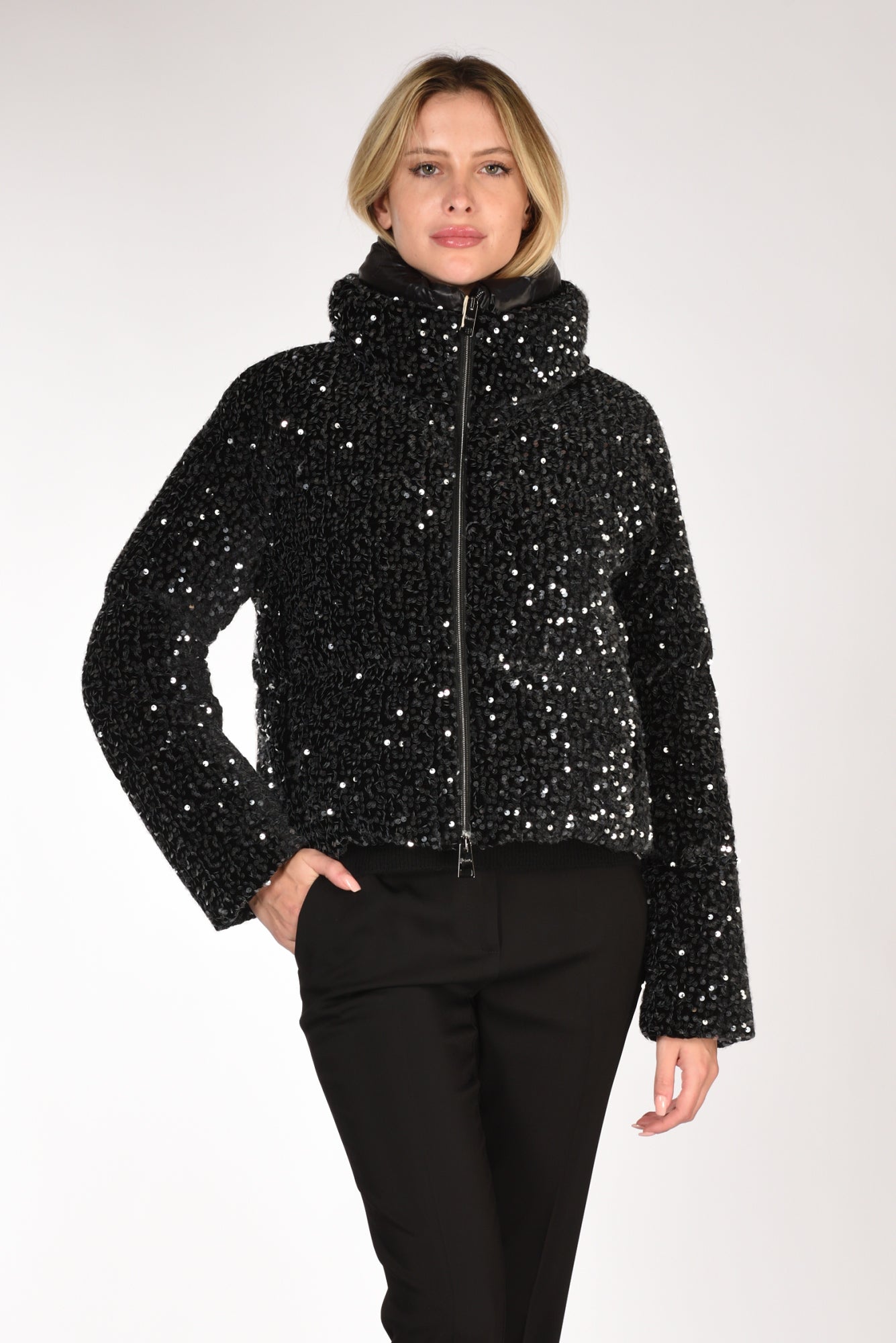 Herno Piumino Paillettes Nero Donna