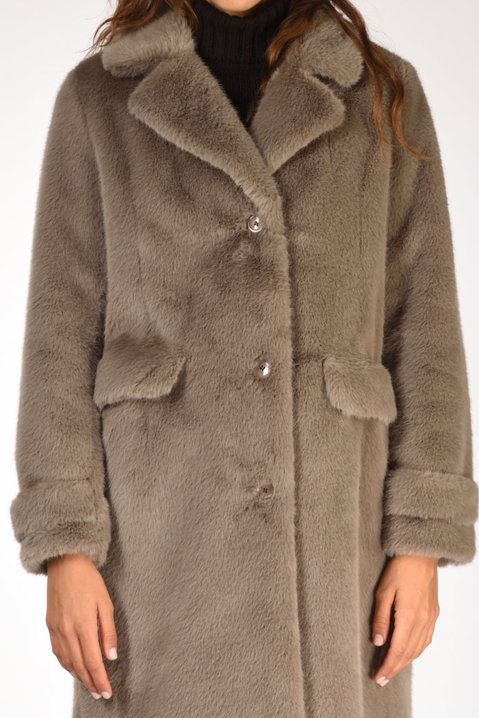 Herno Cappotto Faux Fur Grigio Tortora Donna - 3