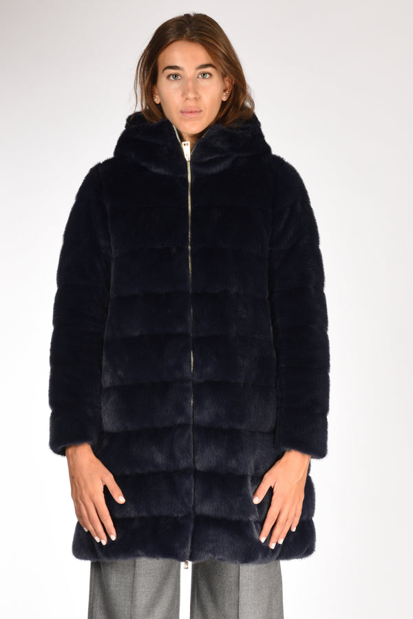 Herno Piumino Faux Fur Blu Donna-2