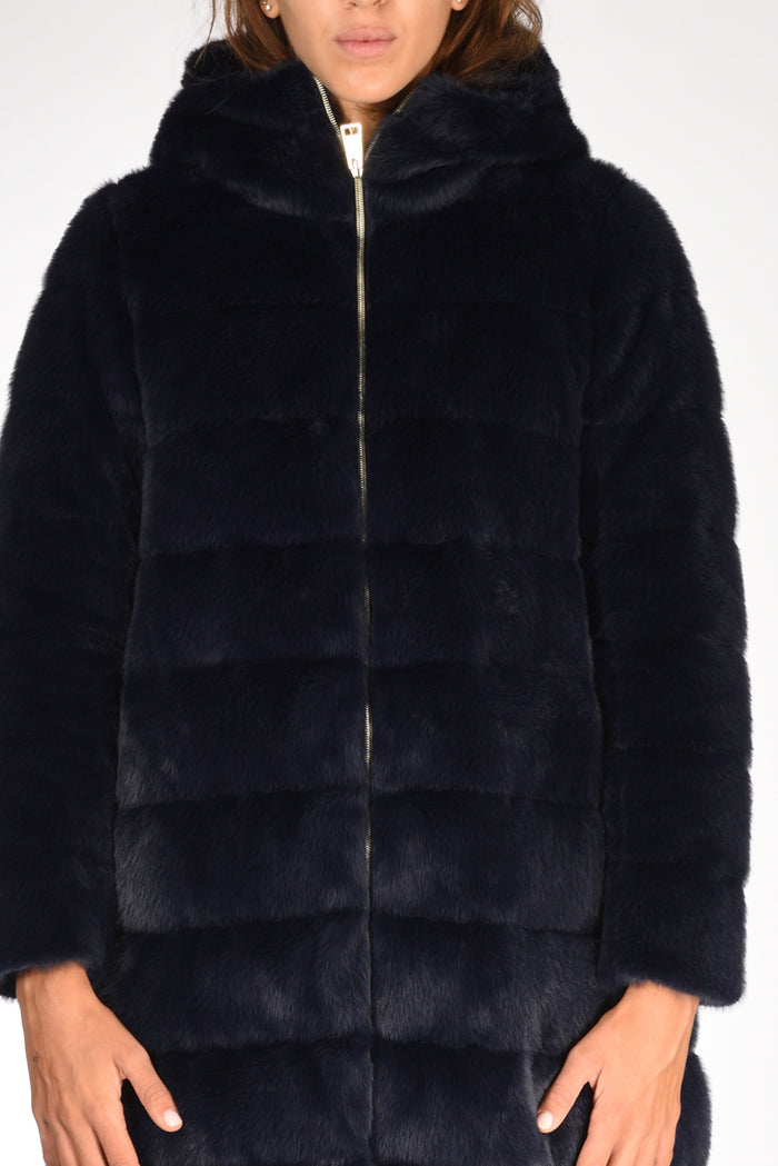 Herno Piumino Faux Fur Blu Donna - 3