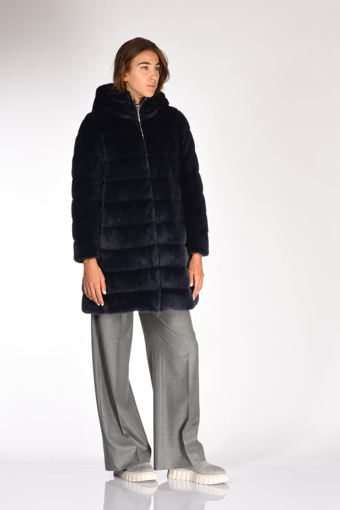 Herno Piumino Faux Fur Blu Donna - 4