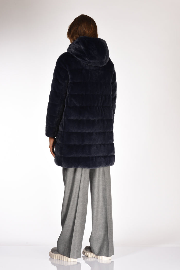 Herno Piumino Faux Fur Blu Donna - 5