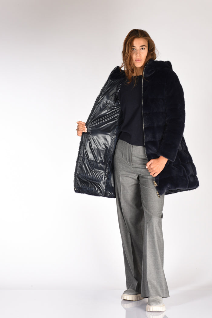 Herno Piumino Faux Fur Blu Donna - 6