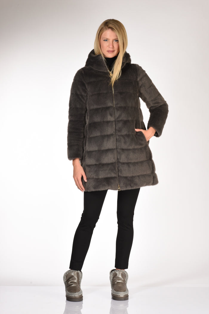 Herno Piumino Faux Fur Grigio Scuro Donna - 1