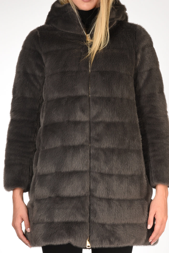 Herno Piumino Faux Fur Grigio Scuro Donna - 3