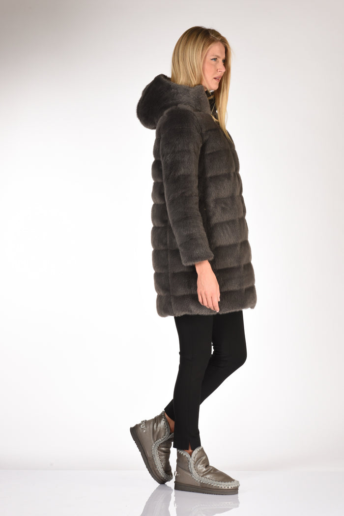 Herno Piumino Faux Fur Grigio Scuro Donna - 4