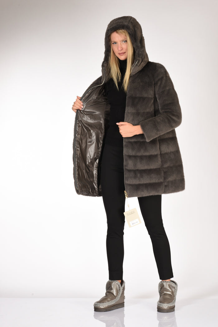 Herno Piumino Faux Fur Grigio Scuro Donna - 7