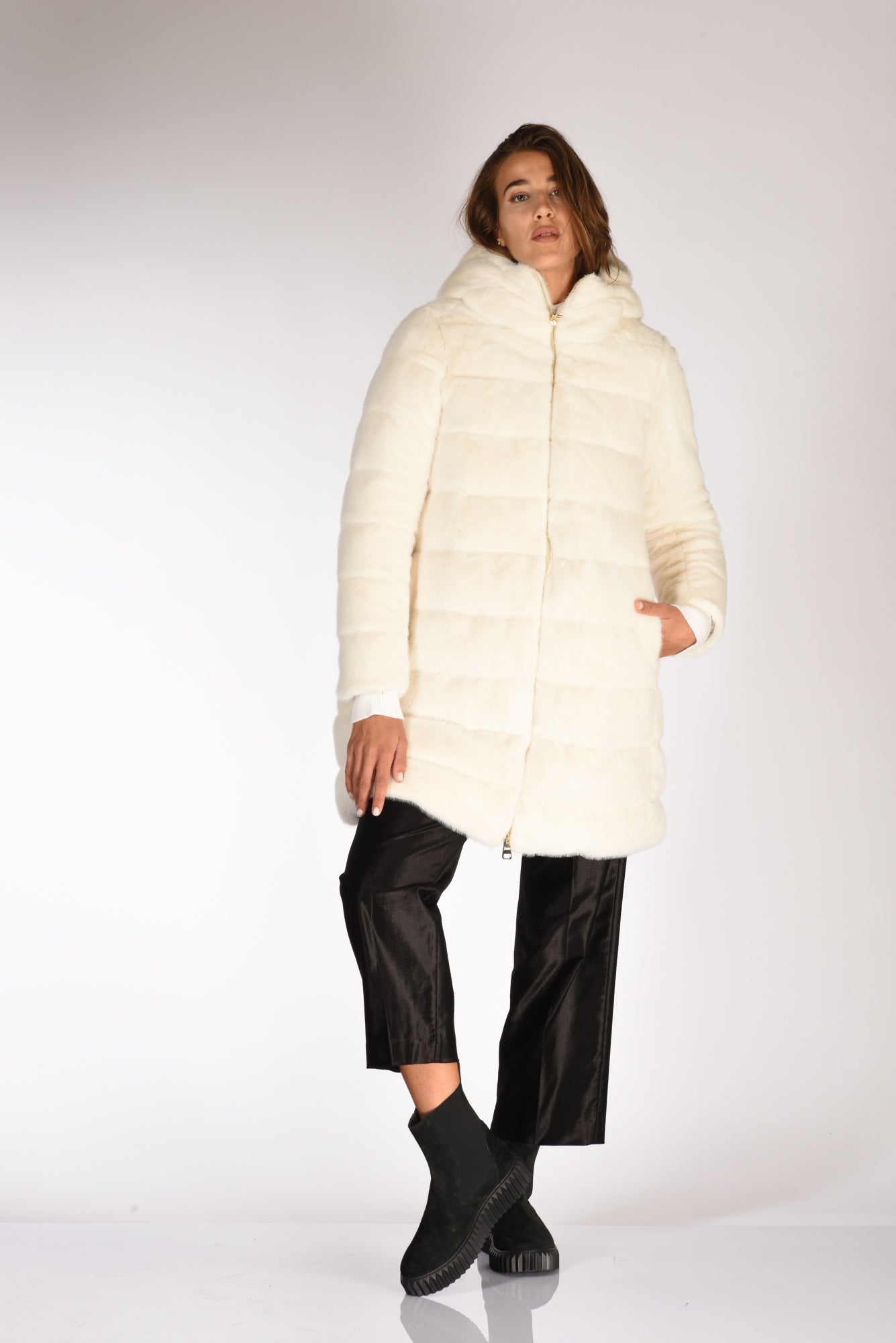 Herno Piumino Faux Fur Bianco Donna