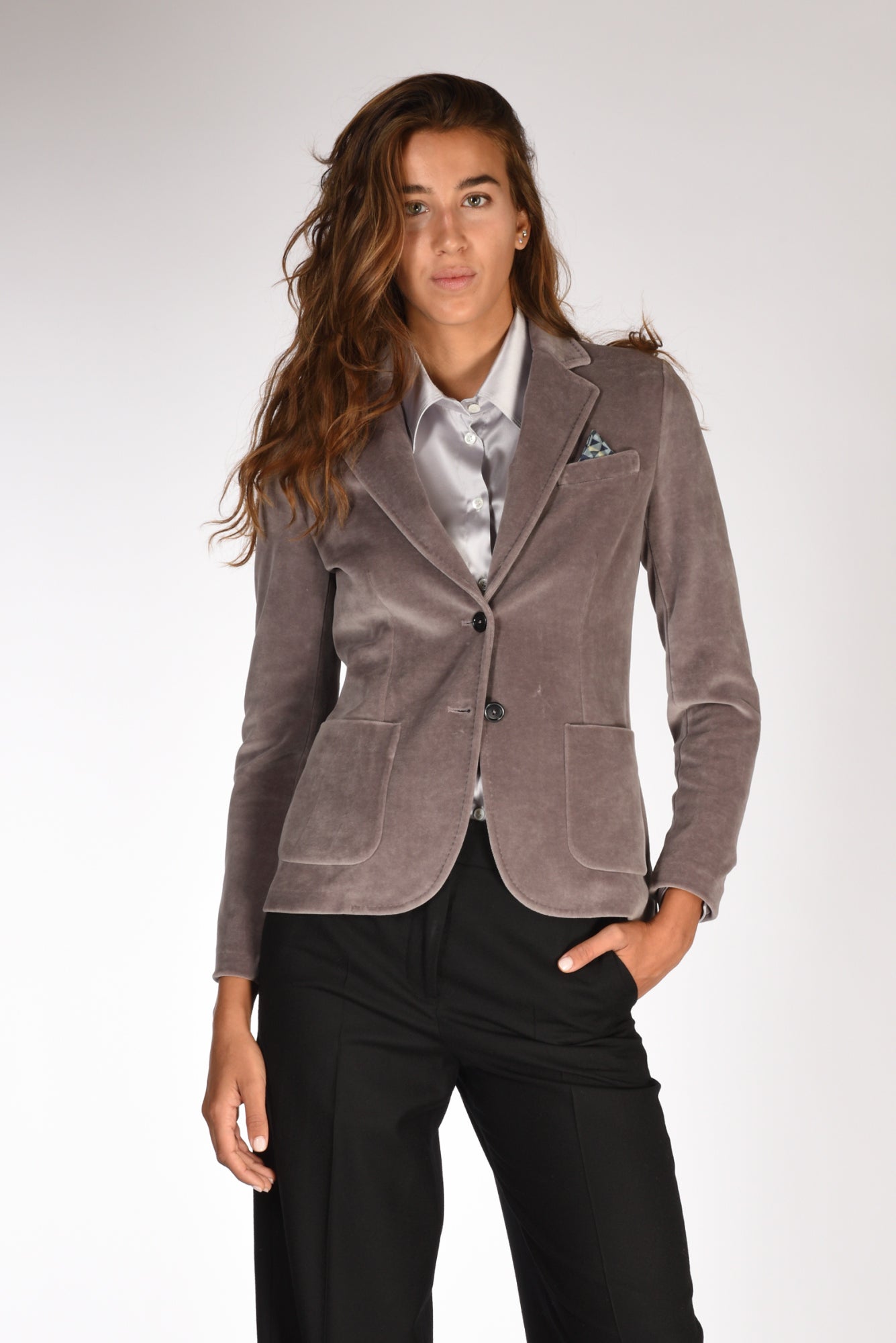 Circolo 1901 Blazer Velluto Grigio Donna