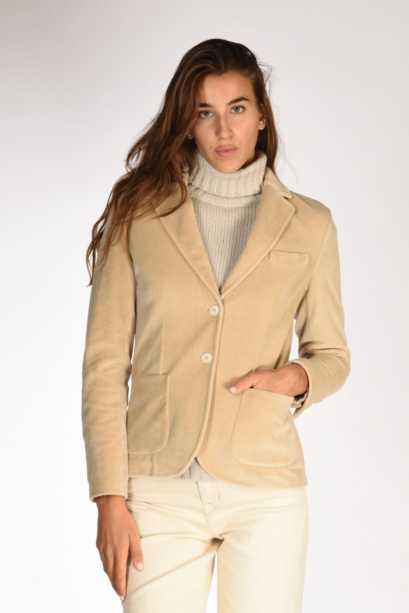 Circolo 1901 Blazer Velluto Beige Donna