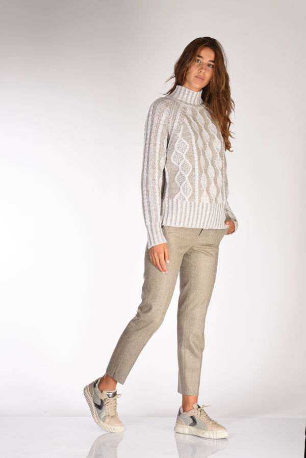 Pt Torino Pantalone New York Beige Chiaro Donna-2