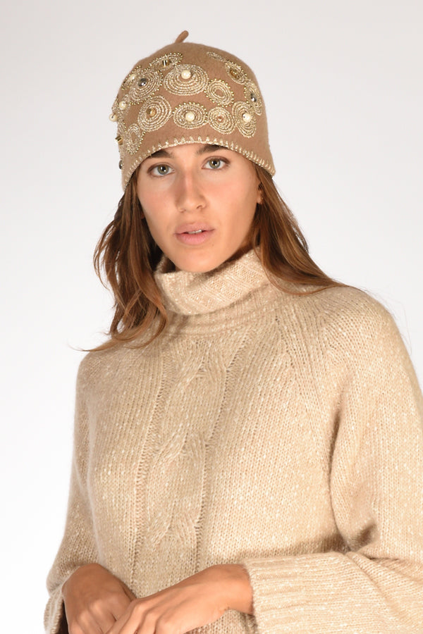 Le Chapeau Cappello Decorato Beige/oro Donna