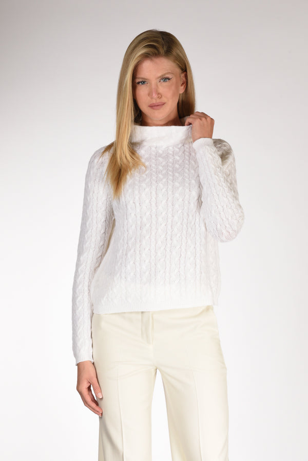 Anne Claire Maglia Treccia Bianco Donna