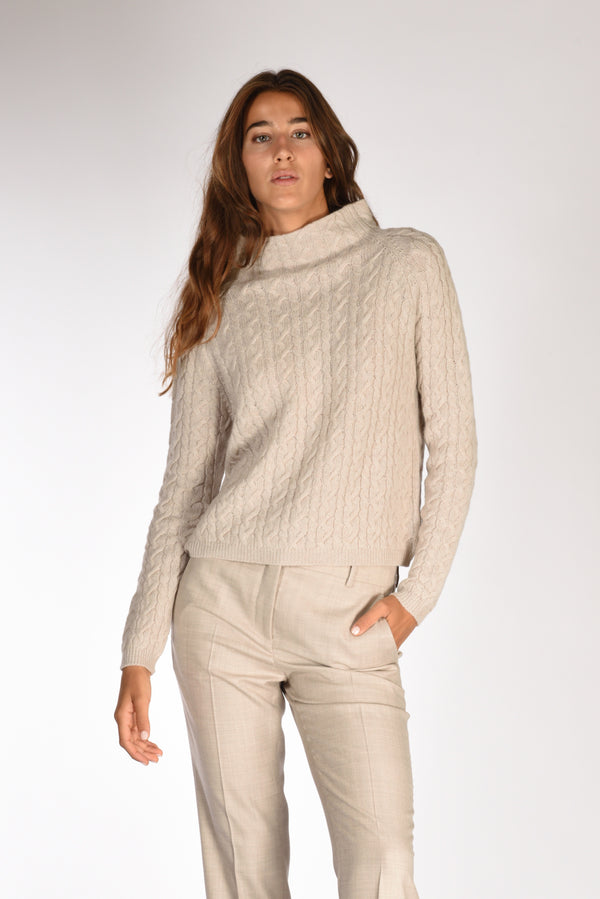 Anne Claire Maglia Treccia Beige Donna