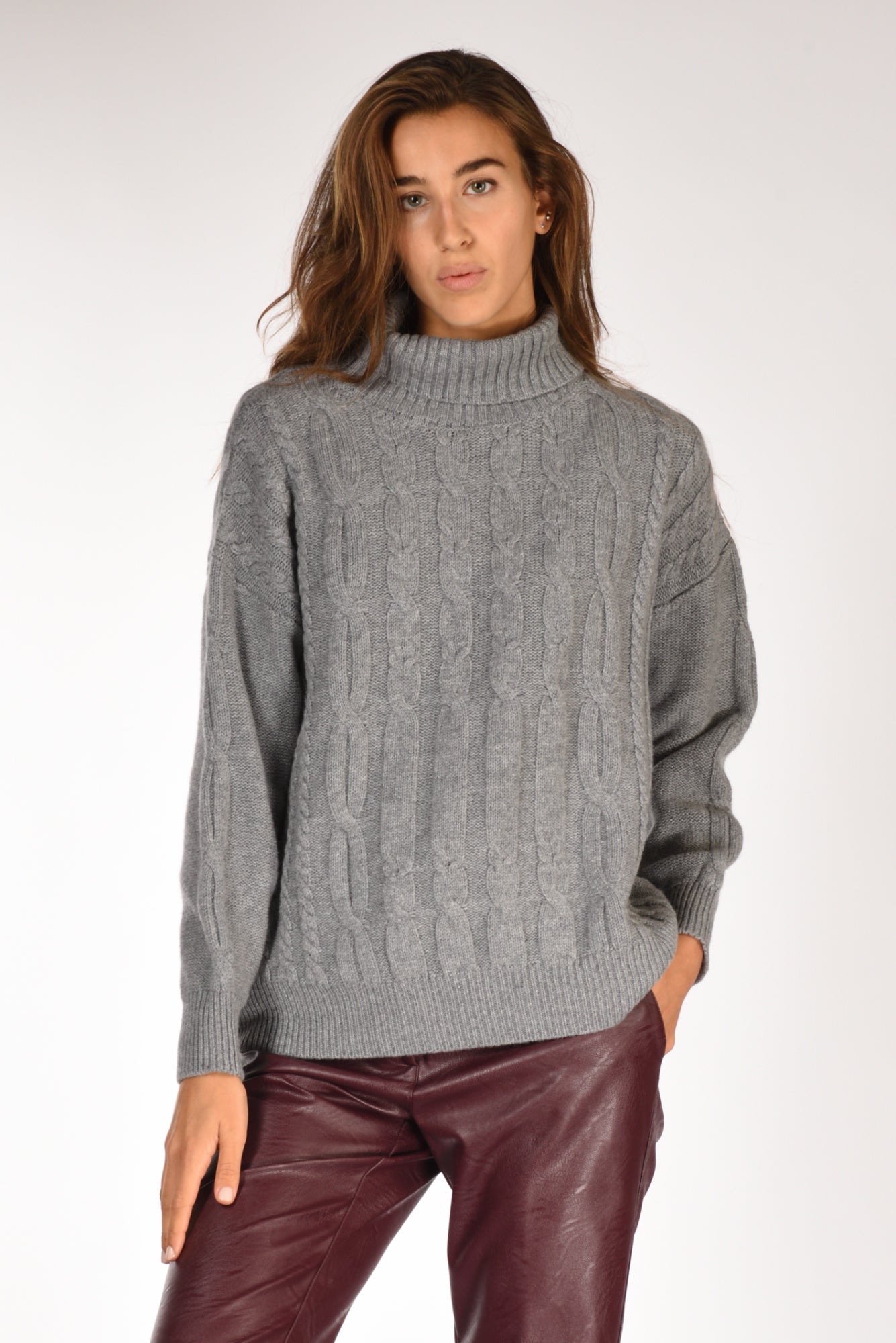 Anne Claire Maglia Treccia Grigio Donna