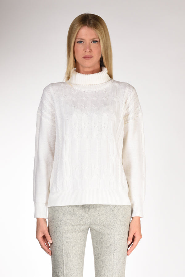 Anne Claire Maglia Treccia Bianco Donna-2