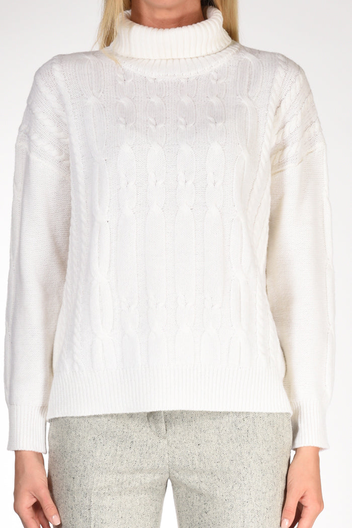 Anne Claire Maglia Treccia Bianco Donna - 3