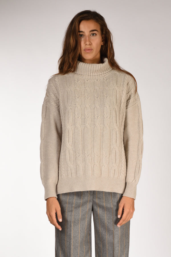 Anne Claire Maglia Treccia Beige Donna-2