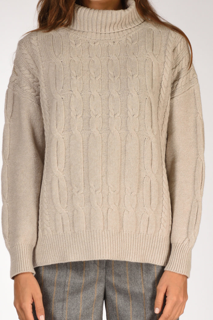 Anne Claire Maglia Treccia Beige Donna - 3