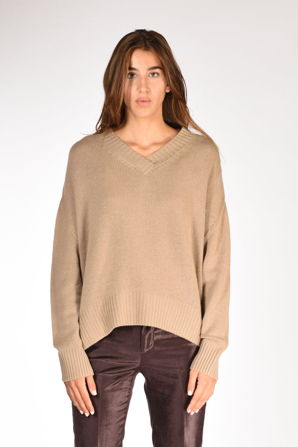 Allude Maglia V Beige Scuro Donna-2