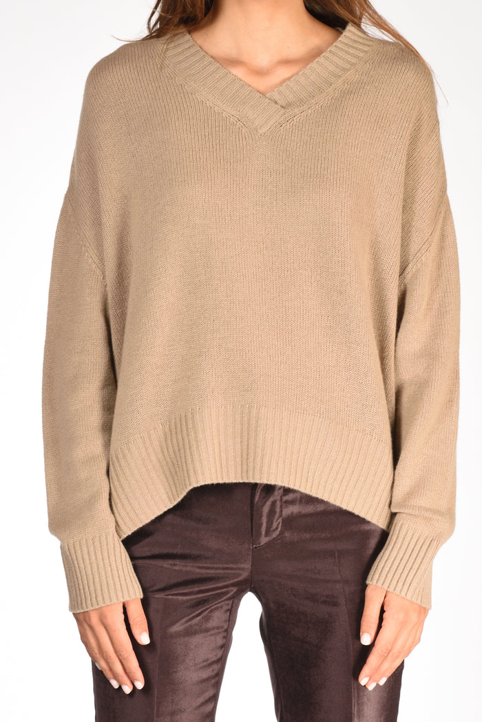 Allude Maglia V Beige Scuro Donna - 3