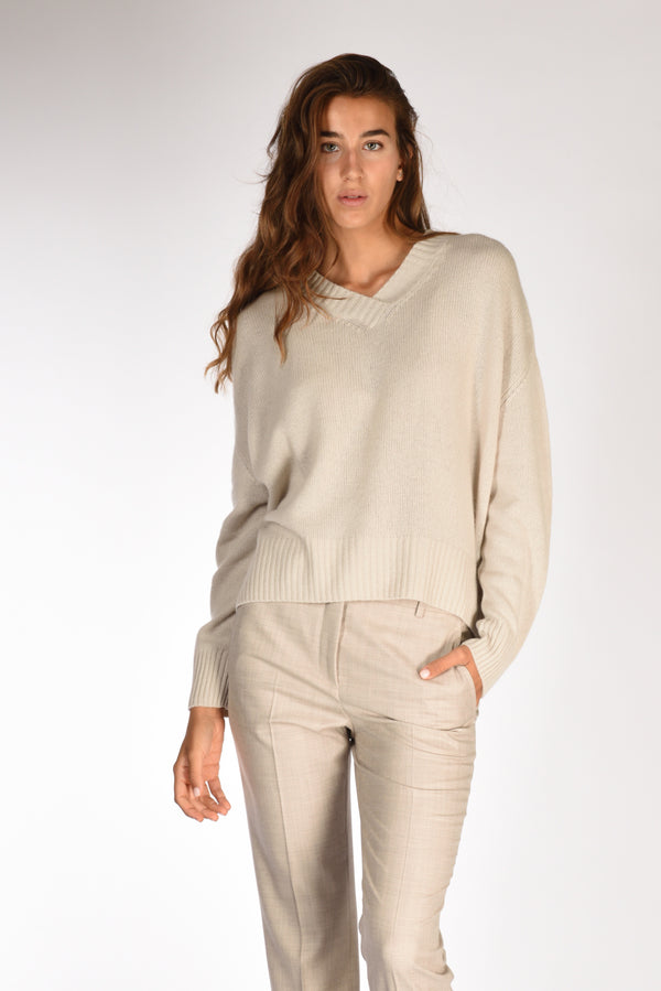 Allude Maglia V Beige Chiaro Donna