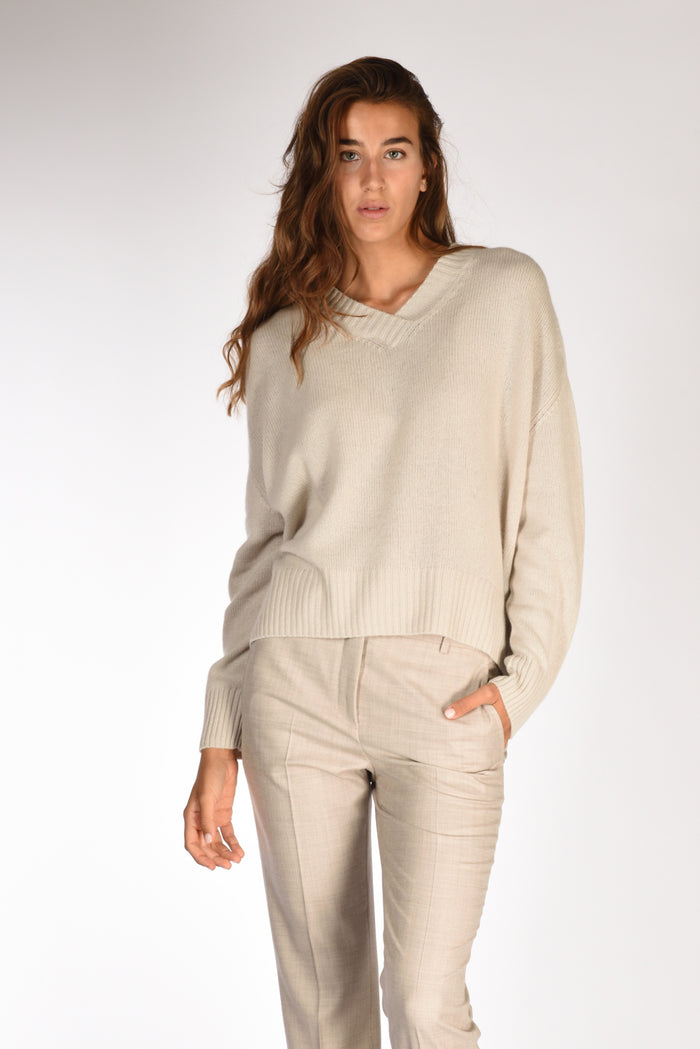 Allude Maglia V Beige Chiaro Donna - 1